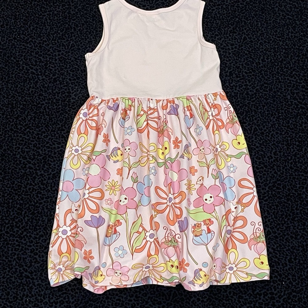 Disney Princess Girls Floral Dress 5-6 Pink Tank Play Casual Sleeveless - Picture 3 of 4